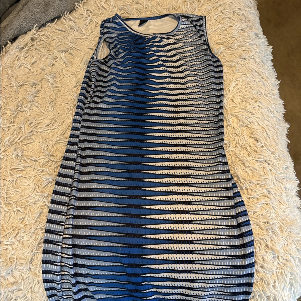 Striped Sleeveless Dress in Blue and White
